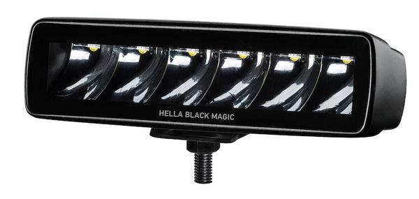 Hella Universal Black Magic 6 L.E.D. Mini Light Bar - Spot Beam - Bull Strap