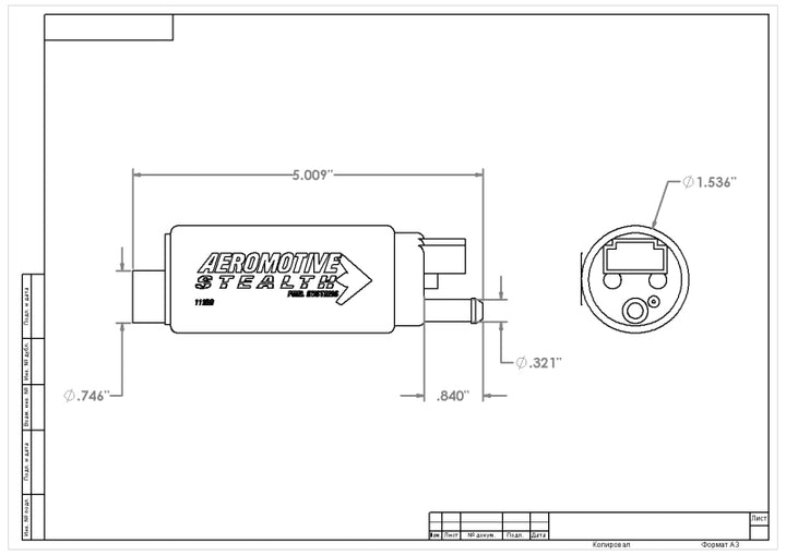 Aeromotive 340 Series Stealth In-Tank E85 Fuel Pump - Center Inlet - Offset (GM applications) - Bull Strap