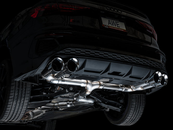 AWE 22-24 Audi 8Y S3 Track Edition Exhaust  - Chrome Silver Tips - Bull Strap