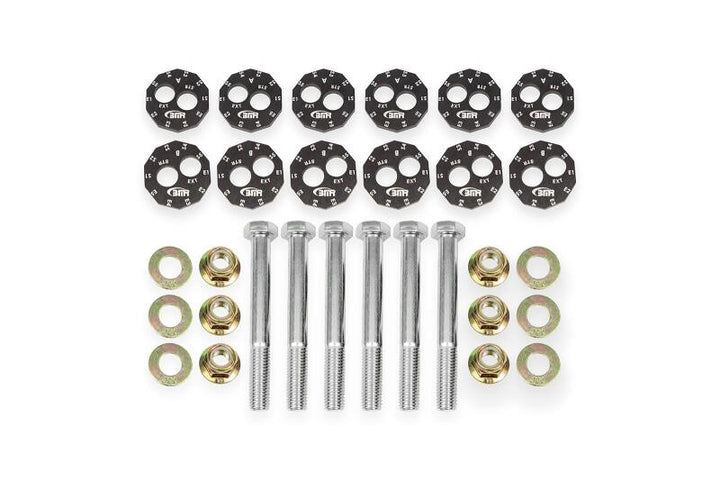 BMR 97-04 Chevrolet Corvette C5 Front & Rear Lower Control Arms Camber Bolt Kit - Black Anodized - Bull Strap