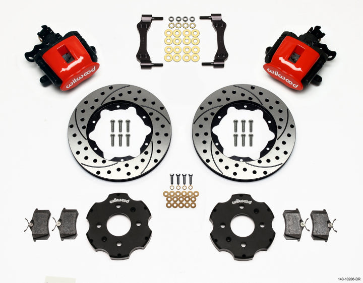 Wilwood Combination Parking Brake Rear Kit 11.00in Drilled Red Civic / Integra Disc 2.39 Hub Offset - Bull Strap