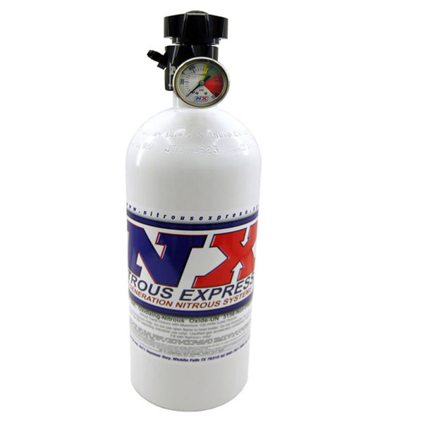 Nitrous Express 15lb Bottle w/Lightning 500 Valve (6.89 Dia x 26.69 Tall) w/Gauge - Bull Strap