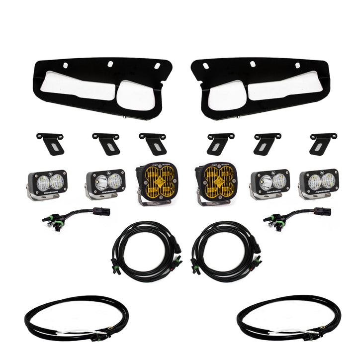 Baja Designs 2021+ Ford Bronco Amber SAE Fog Pocket Kit w/Upfitter - Bull Strap