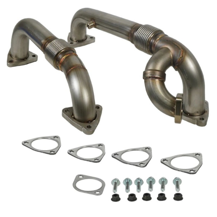 BD Diesel 08-10 Ford F-250/F-350/F-450/F-550 Powerstroke 6.4L Up Pipes Kit w/Manifold Set - Bull Strap