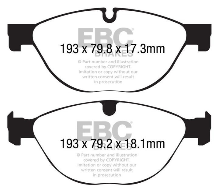 EBC 13+ Jaguar F-Type (Cast Iron Only) 3.0 Supercharged (380) Perf Pkg Yellowstuff Front Brake Pads - Bull Strap