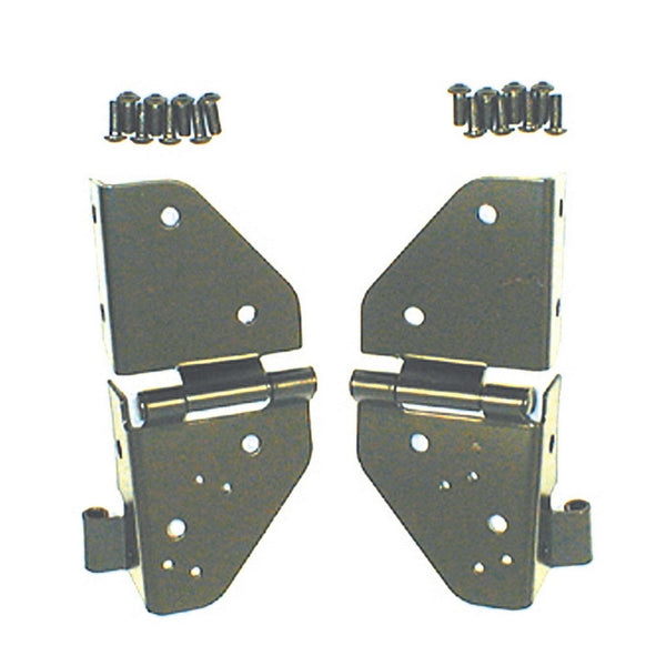 Rugged Ridge 76-86 Jeep CJ / 87-95 Jeep Wrangler YJ Black Windshield Hinges - Bull Strap