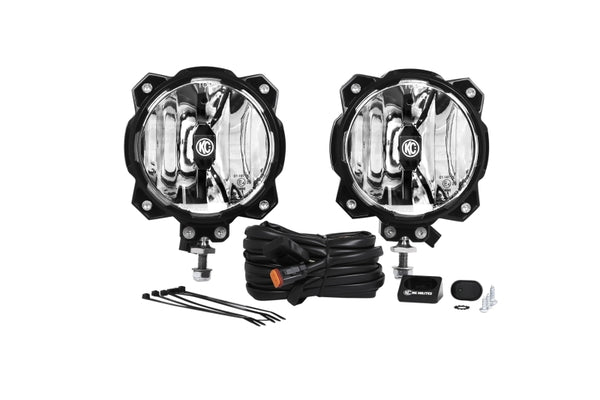 KC HiLiTES 6in. Pro6 Gravity LED Light 20w Single Mount SAE/ECE Driving Beam (Pair Pack System) - Bull Strap