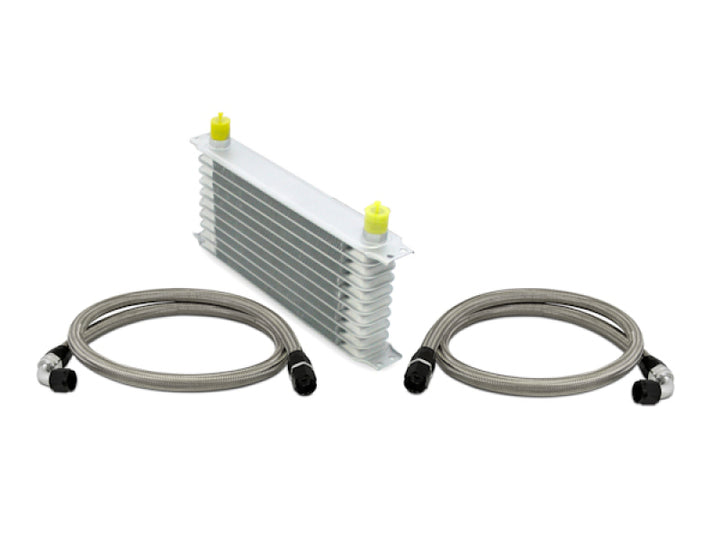 Mishimoto Universal 10 Row Oil Cooler Kit (Metal Braided Lines) - Bull Strap