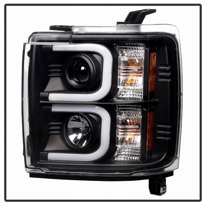 Spyder Chevy Silverado 2014-16 2500 HD Projector Headlights Light Bar DRL Blk PRO-YD-CSHD14-LBDRL-BK - Bull Strap