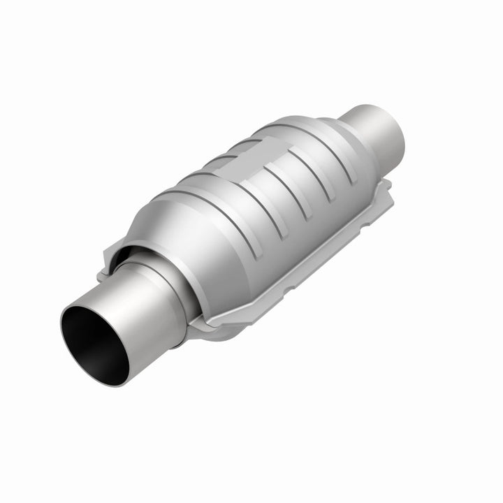 MagnaFlow Conv Univ 2in Inlet/Outlet Ctr/Ctr Round 9in Body L x 5.125in W x 13in Overall L 49 State - Bull Strap