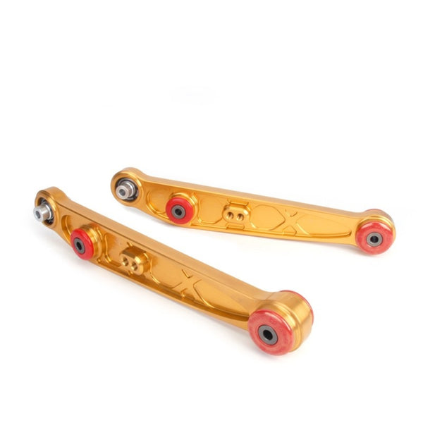 Skunk2 Honda/Acura EG/DC Alpha Series Rear Lower Control Arm Set - Gold - Bull Strap