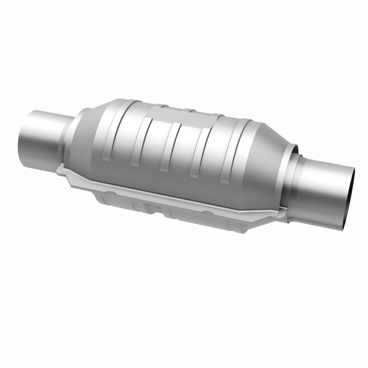MagnaFlow Conv Univ 2in Inlet/Outlet Ctr/Ctr Round 9in Body L x 5.125in W x 13in Overall L 49 State - Bull Strap