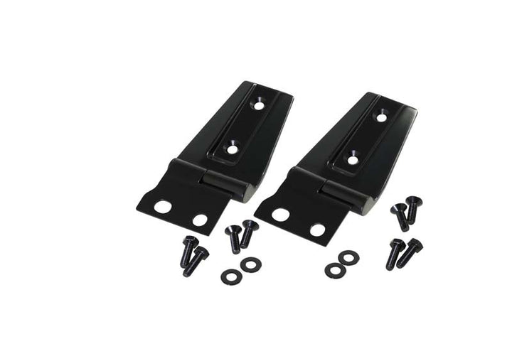 Kentrol 07-18 Jeep Wrangler JK Hood Hinge Pair - Powdercoat Black - Bull Strap