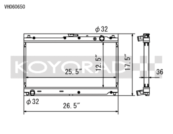 Koyo 99-05 Mazda MX-5 Miata 1.8L (MT) Radiator - Bull Strap