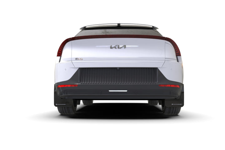 Rally Armor 22-25 Kia EV6 Black UR Mud Flap White Logo - Bull Strap