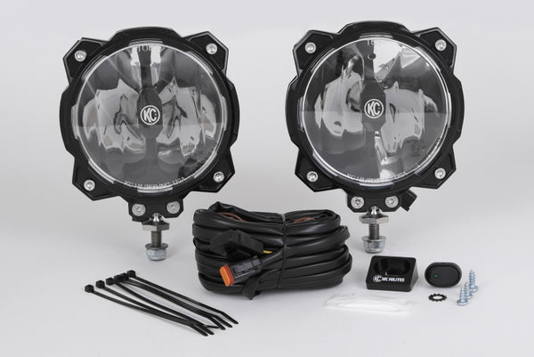 KC HiLiTES 6in. Pro6 Gravity LED Light 20w Single Mount Wide-40 Beam (Pair Pack System) - Bull Strap