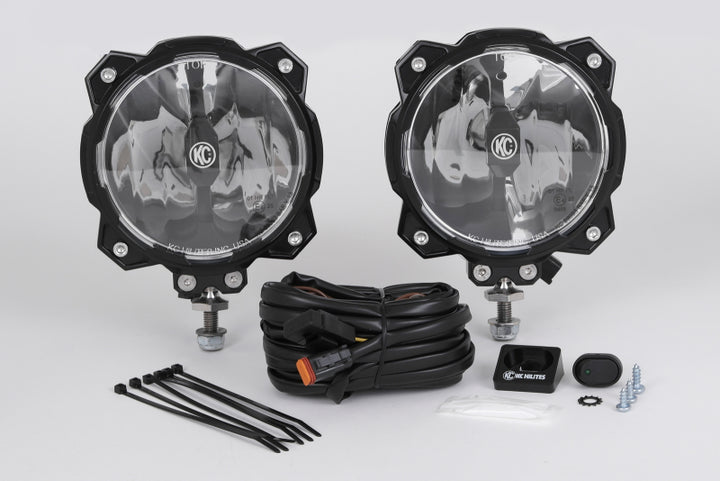 KC HiLiTES 6in. Pro6 Gravity LED Light 20w Single Mount Wide-40 Beam (Pair Pack System) - Bull Strap