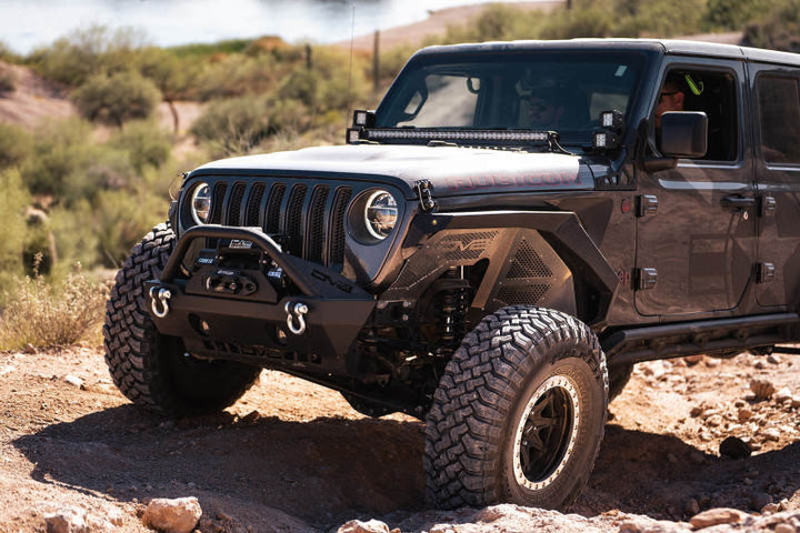 DV8 Offroad 2018+ Jeep Wrangler JL Front Inner Fenders - Black - Bull Strap