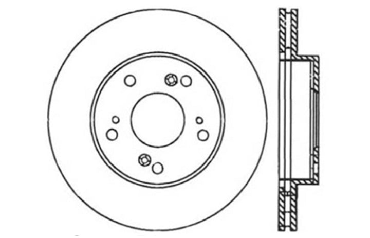 StopTech 02-06 Acura RSX Slotted & Drilled Right Front Rotor - Bull Strap