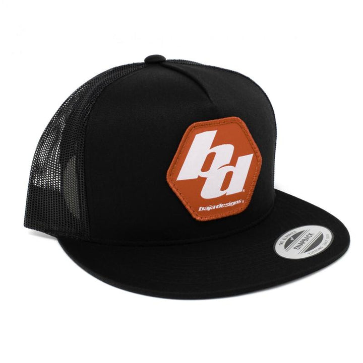 Baja Designs Flexfit Trucker Hat - Black - Bull Strap