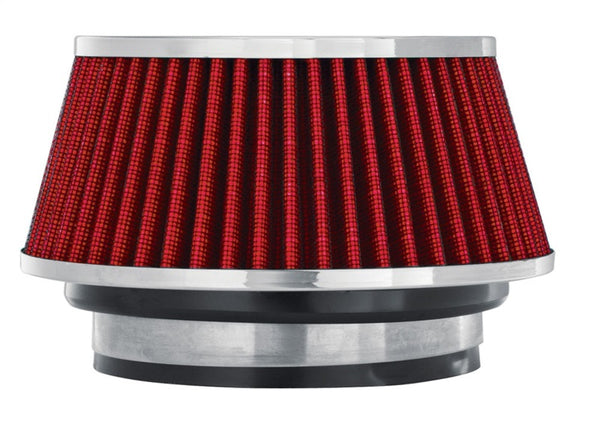 Spectre Adjustable Conical Air Filter 2-1/2in. Tall (Fits 3in. / 3-1/2in. / 4in. Tubes) - Red - Bull Strap
