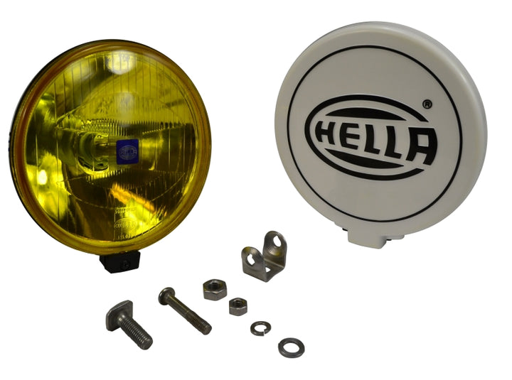 Hella 500 Series ECE 6.4in 55W Round Driving Beam Amber Light - Bull Strap