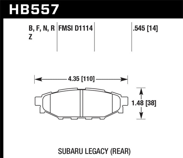 Hawk 08 WRX Rear HP+ Street Brake Pads - Bull Strap