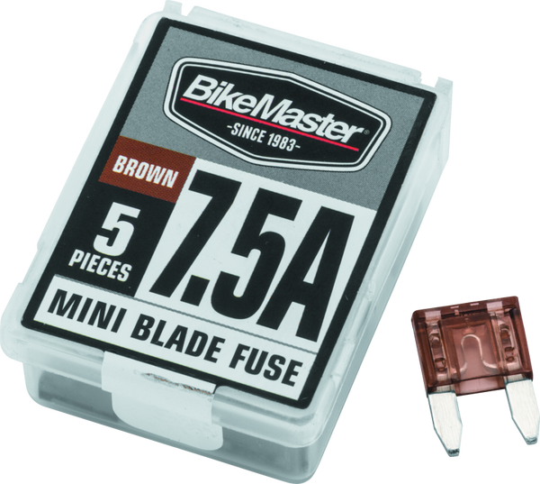 BikeMaster 5Piece 7.5A Replacement Mini Blade Fuse - Bull Strap