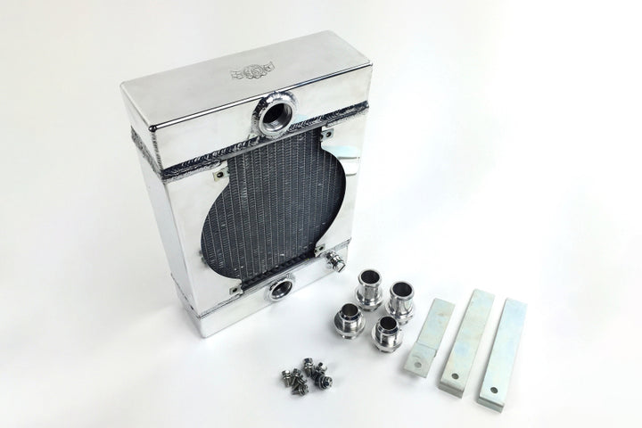 CSF Universal Drag Race / Tuck Radiator w/9in Spal Fan - 10.5in H x 10in L x 3.6in W - Bull Strap