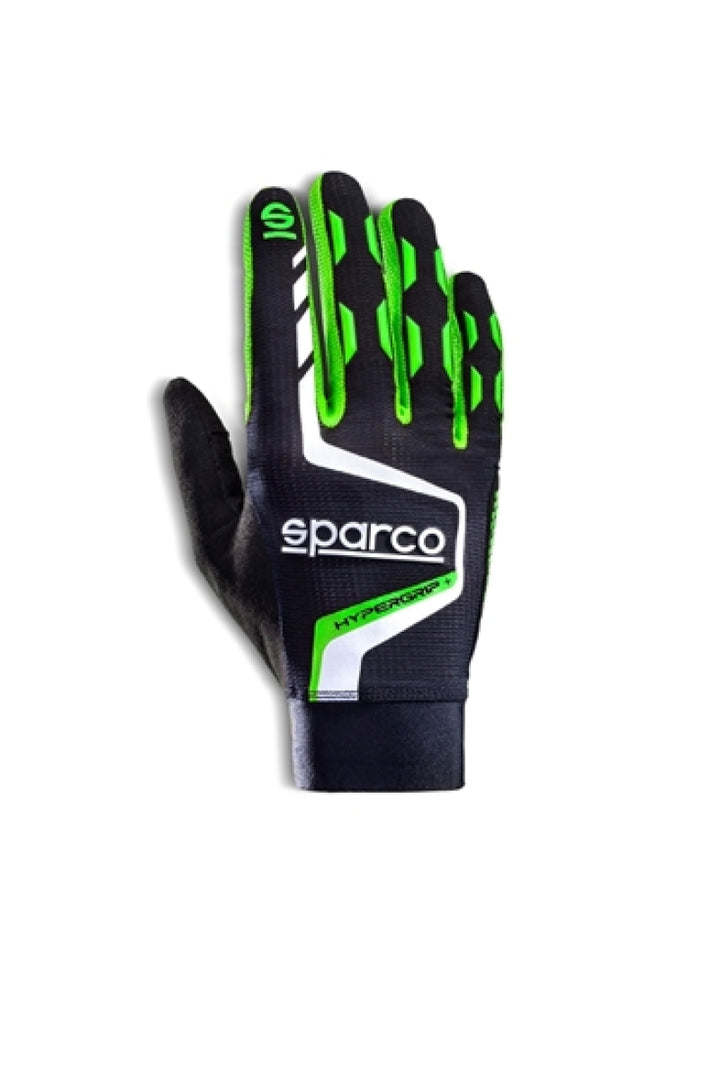 Sparco Gloves Hypergrip+ 10 Black/Green - Bull Strap