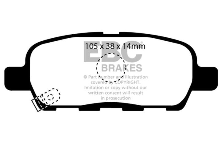 EBC 08-13 Infiniti EX35 3.5 Yellowstuff Rear Brake Pads - Bull Strap