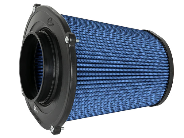 aFe Quantum Pro-5 R Air Filter Inverted Top - 5in Flange x 9in Height - Oiled P5R - Bull Strap