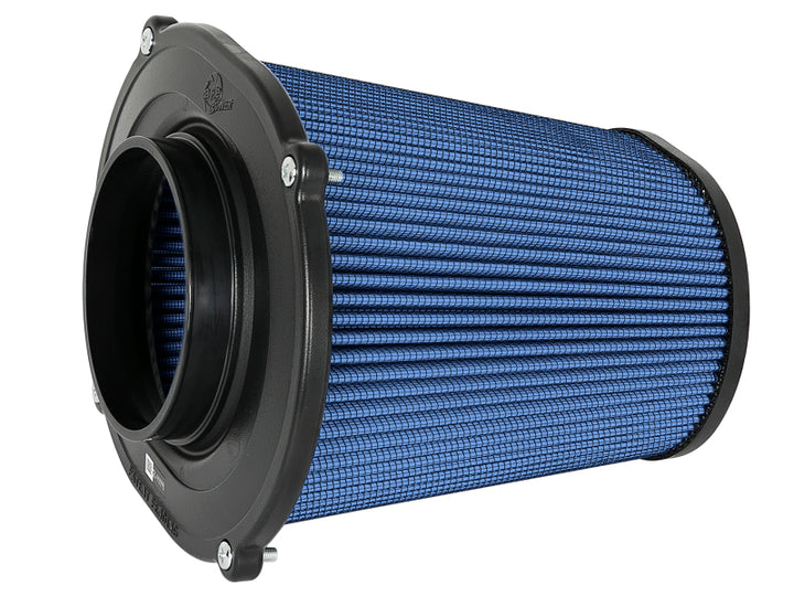 aFe Quantum Pro-5 R Air Filter Inverted Top - 5in Flange x 9in Height - Oiled P5R - Bull Strap