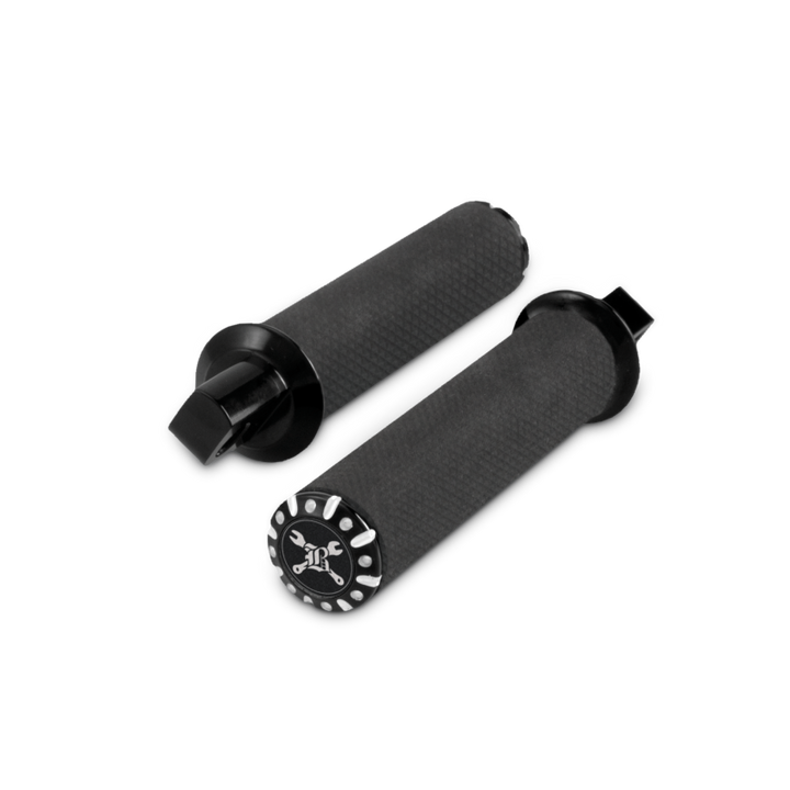 Burly Brand Universal Hawk  Footpeg Set Billet - Black Machined - Bull Strap
