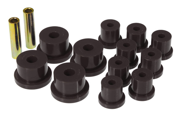 Prothane 64-73 Ford Mustang Rear Spring & 1/2in Shackle Bushings - Black - Bull Strap