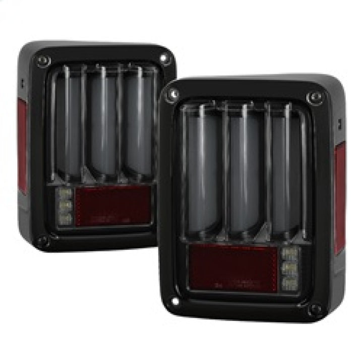 Spyder 07-16 Jeep Wrangler Version 2 Light Bar LED Tail Lights - Smoke (ALT-YD-JWA07V2-LBLED-BSM) - Bull Strap