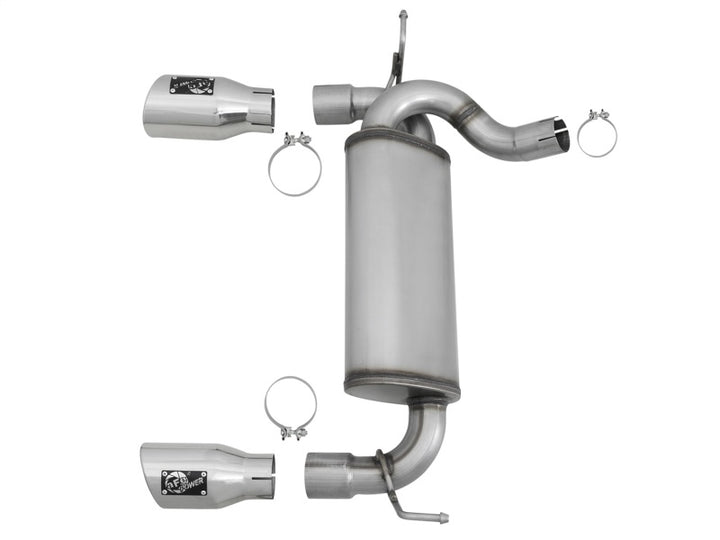 aFe Rebel Series 2.5in 409 SS Axle-Back Exhaust w/Polished Tips 07+ Jeep Wrangler (JK) V6 3.6L/3.8L - Bull Strap