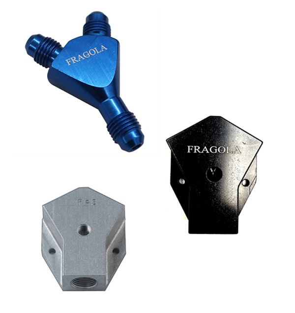 Fragola Y-Fitting -16AN Male Inlet x -12AN Male Outlets Black - Bull Strap