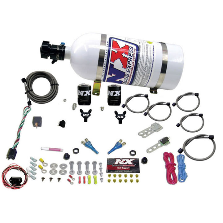 Nitrous Express 03-18 Nissan 350Z/370Z Dual Nozzle (35-150HP) w/10lb Bottle - Bull Strap