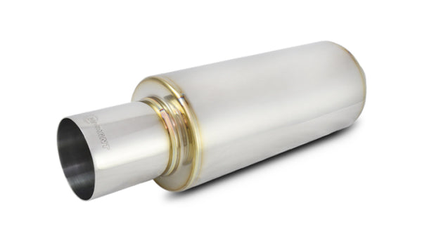 Vibrant TPV Turbo Round Muffler (23in Long) with 4in Round Tip Straight Cut - 3in inlet I.D. - Bull Strap