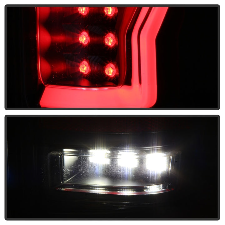 Spyder 04-08 Ford F-150 Projector Tail Lights - Light Bar DRL LED - Black ALT-YD-FF15004V2-LBLED-BK - Bull Strap