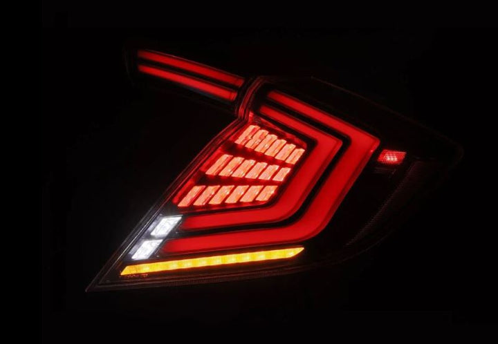 AlphaRex 16-21 Honda Civic Hatchback / Type-R FK8 Nova-Series LED Tail Lights (Pair) - Black - Bull Strap