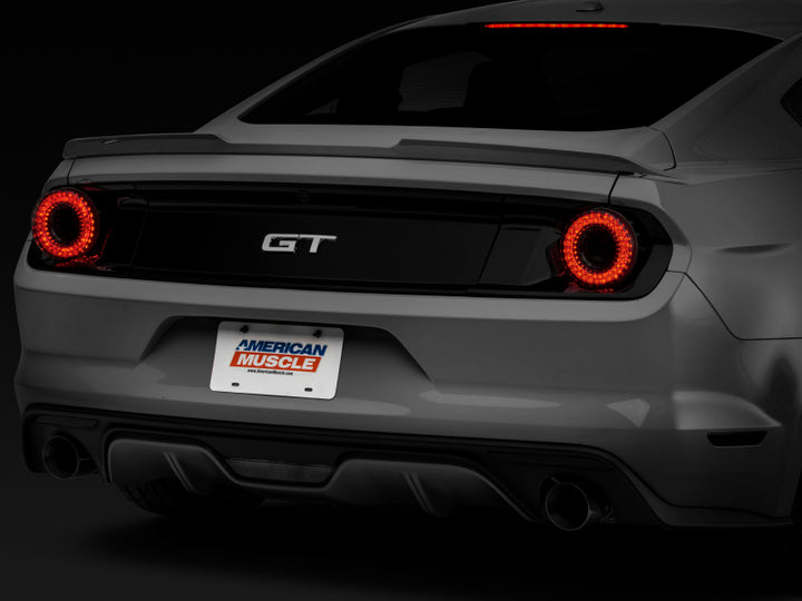 Raxiom 15-22 Ford Mustang Halo LED Tail Lights - Gloss Black Housing (Smoked Lens) - Bull Strap