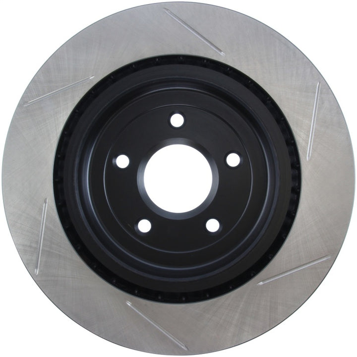 StopTech Power Slot 06-10 Chevrolet Corvette Rear Right Slotted Rotor - Bull Strap