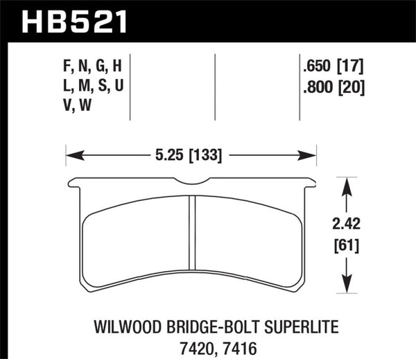 Hawk Wilwood BB SL 7420 DTC-30 Performance Race Pads - Bull Strap