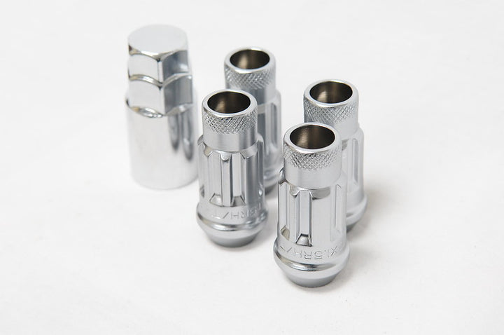 Wheel Mate 12x1.25 48mm Muteki SR48 Silver Open End Locking Lug Nut - Set of 4 - Bull Strap