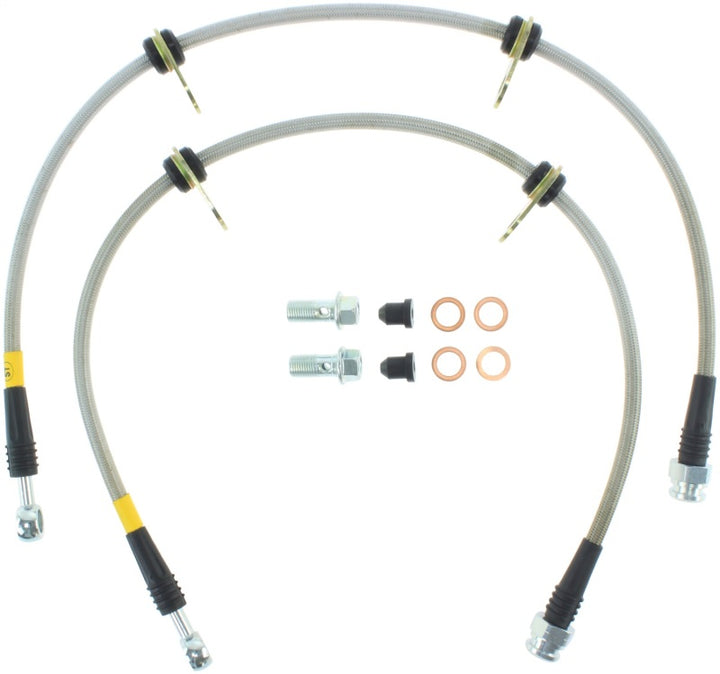 StopTech 90-93 Acura Integra / 90-91 Honda CRX Si Rear Disc Rear SS Brake Lines - Bull Strap