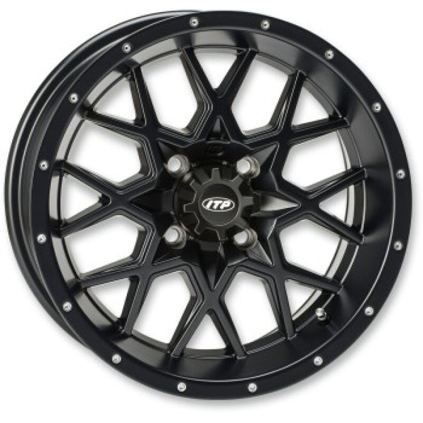 ITP Hurricane 15x7 / 5x4.5 BP / 6+1 Offset Gloss Black Wheel - Bull Strap