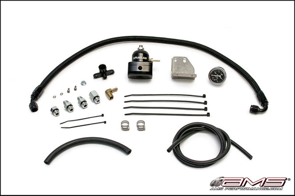 AMS Performance 08-15 Mitsubishi EVO X Fuel Pressure Regulator Kit - Black - Bull Strap