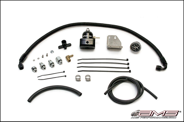AMS Performance 08-15 Mitsubishi EVO X Fuel Pressure Regulator Kit - Black - Bull Strap